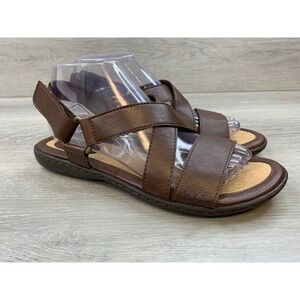 Born Concept Women's Brown Strappy Slingback Flat Sandals 8 Comfort Shoes